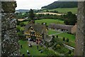 SO4381 : Stokesay Castle: the gatehouse and landscape beyond from the tower by Christopher Hilton