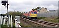 Freight train at Boroughbridge Road level crossing