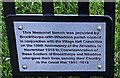 Plaque on the War Memorial Bench, Brookthorpe, Gloucestershire