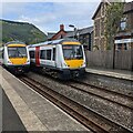 ST2291 : Two Class 170s in Crosskeys station by Jaggery