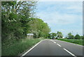 A140 north at Stoke Ash village sign