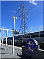 TQ4080 : A pylon above Custom House Elizabeth Line station by Marathon