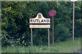 Sign entering Rutland on Oakham Road near Whissendine