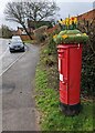 North side of a pillarbox with a hat, Henllys Way, Cwmbran