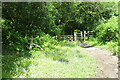 Gate and stile on path to Colby Woodland Garden