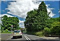 Traffic lights and railway bridge