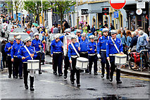 H4572 : Drummers in a band, High Street, Omagh by Kenneth  Allen