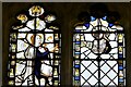 SP2422 : Bledington, St. Leonard's Church: c15th stained glass window 6 (detail) by Michael Garlick