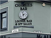 H4572 : Clock, Charlies Bar, Omagh by Kenneth  Allen