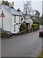 Warning sign - road narrows ahead, Llanvair Discoed