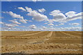 Footpath across a field wheat stubble