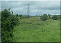 Power lines west of Mossley seen from a Londonderry train