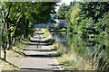 Towpath and canal between industrial units