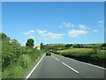 The A494 north at Bethel village sign