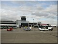 Leeds/ Bradford  Airport  control  tower  from  runway