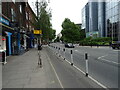 Protected cycle path beside Hammersmith Road