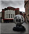 Globe sculpture in Orton Square, Leicester