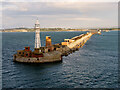 SY7076 : North Eastern Breakwater and Lighthouse, Portland Harbour by David Dixon