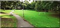 Play area and goalposts in Calderwood Park