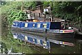 Moored narrowboat below Ruskin Glass Centre