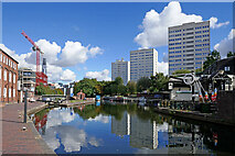 SP0686 : Canal and tower blocks in Birmingham city centre by Roger  D Kidd