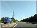 Layby and power lines on the A465 heading east