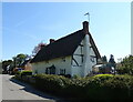 Thatched cottages on the B3048, Longparish