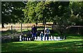 Giant chess set in garden at Hagley Park Caf?, near Hagley, Worcs