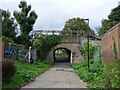 The path to Lampton Park, with railway bridge, Hounslow