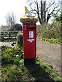 Yarn bombed Elizabeth II postbox on Dorchester Road