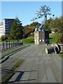 NZ4057 : Sculpture and "shadow" on St Peter's Riverside by Oliver Dixon