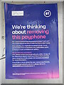 BT Notice inside KX100Plus Telephone Box in Harrow