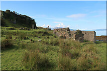 NM8129 : Ruin by Slatrach Bay by Hugh Venables