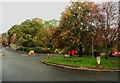 Roundabout decorated for Remembrance Day, Ripon