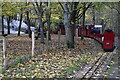 Train leaving Monks Brook Halt, Eastleigh Lakeside Railway