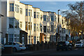 Winter sunlight on apartment buildings, Thornsbeach Road