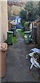 Wheelie bins in a back lane, Crosskeys