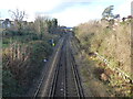 Railway line seen from railway bridge carrying Avignon Road, Brockley