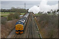 SJ8403 : Steam hauled train approaching Codsall in Staffordshire by Roger  D Kidd