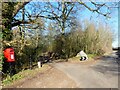 Post box, and drive to Cefntilla Court, near Llandenny