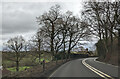 On the A35, heading east, passing houses