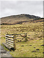 NN4636 : Mountain slopes rising from road at cattle grid by Trevor Littlewood