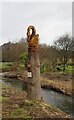 Carved swan by a stream, Wolverley