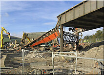 NT4936 : The demolition of the Station Brae Bridge in Galashiels by Walter Baxter