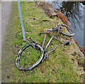 A wrecked bike by The Huddersfield Broad Canal, Huddersfield