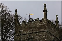 SW4229 : Golden weathervane on Sancreed church tower by Elizabeth Scott