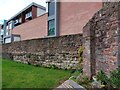 Exeter city wall, with Princesshay shops and apartments behind