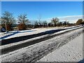 Snowy road junction