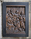 TF0919 : The Abbey Church of Saints Peter and Paul: Carved wooden panel by Bob Harvey