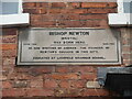 SK1109 : Inscription to Bishop Newton in Bird Street, Lichfield by David Hillas